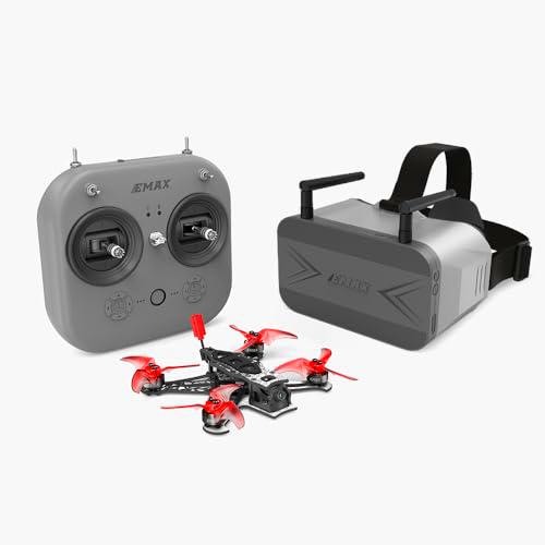 EMAX Tinyhawk 3 Plus Freestyle Drone RTF Kit Listo Para Volar FPV Analógico Drone Mini Racing Quadcopter Marco Duradero de Fibra de Carbono con Gafas y Transmisor para Niños Adultos y Principiantes