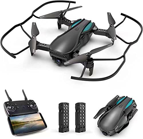 Drones para Niños con Cámara 1080P HD FPV Control Remoto Cuadricóptero para Adultos o Niños con Tap Fly 2 Baterías Auto Hover